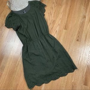 Broadway & Broome Green Lazer Cut Midi Dress